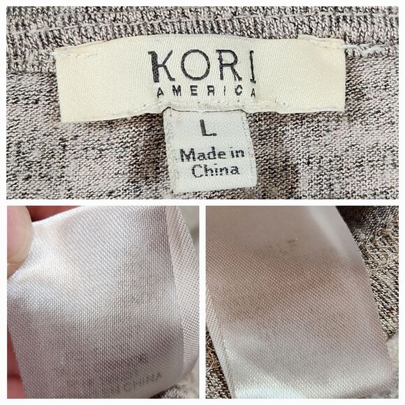 🇬🇪🍑Kori Tan Lightweight Knotted Front Long Sleeve Tunic Top Large - Picture 10 of 10